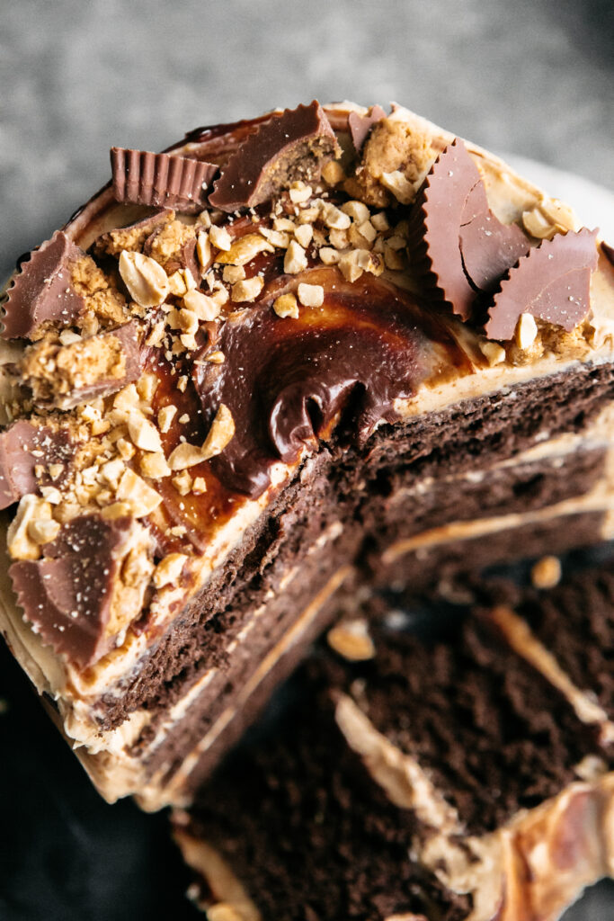 Chocolate Cake with Peanut Butter Frosting