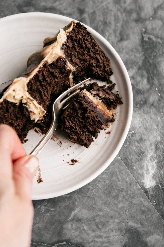 A slice of chocolate cake 