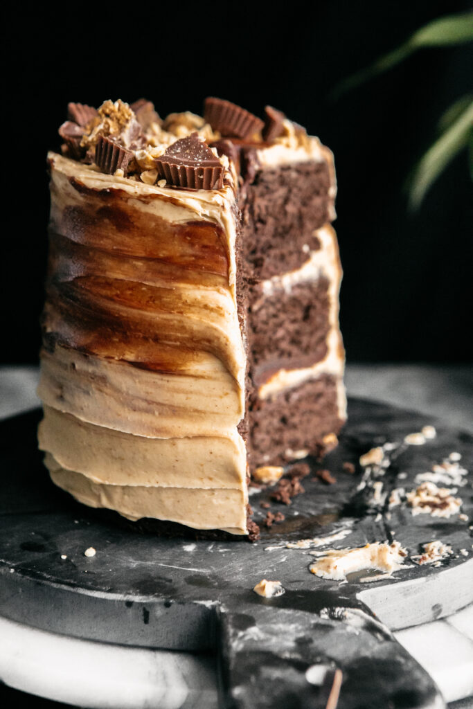 Chocolate Cake with Peanut Butter Frosting