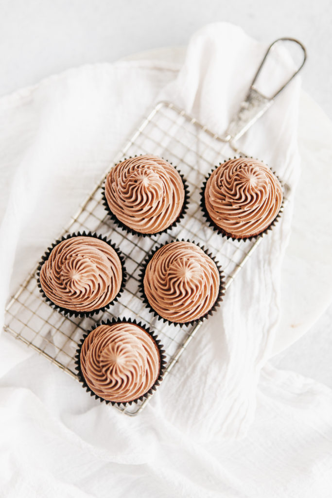 top-down Dark Chocolate Brown Sugar Cupcakes