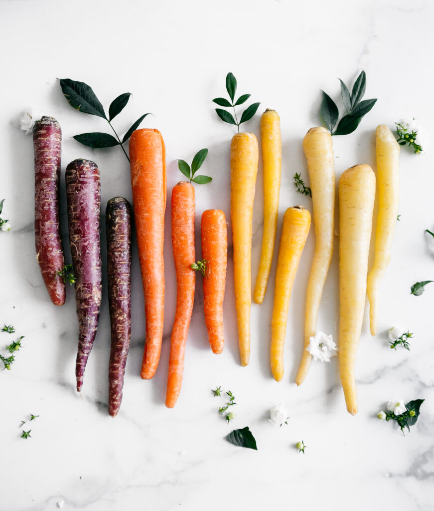 multi colored carrots 