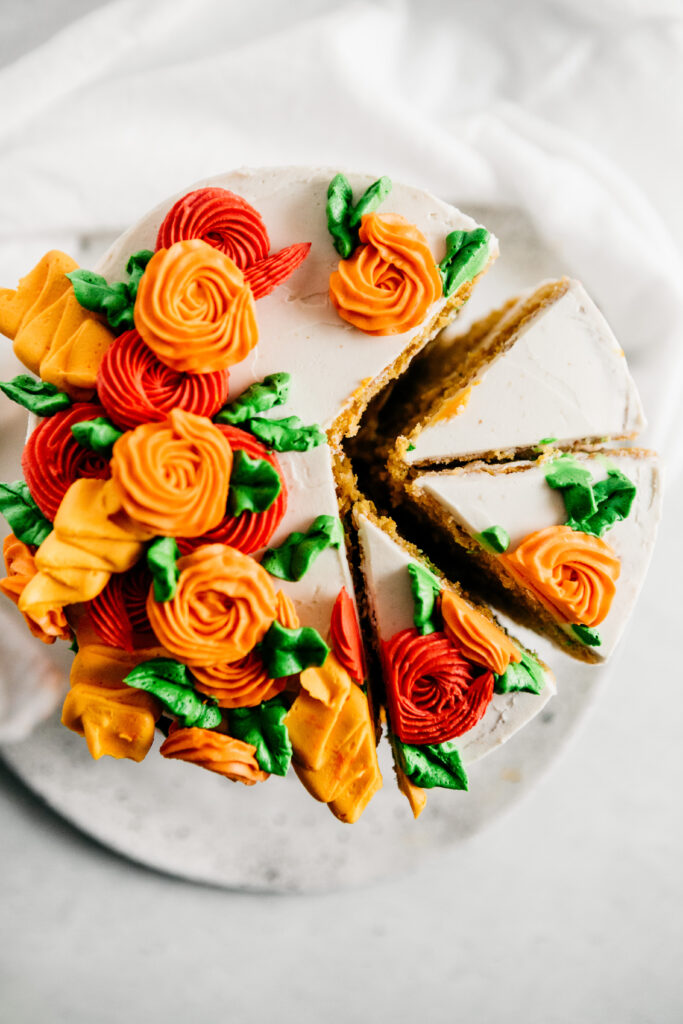 top-down floral buttercream cake