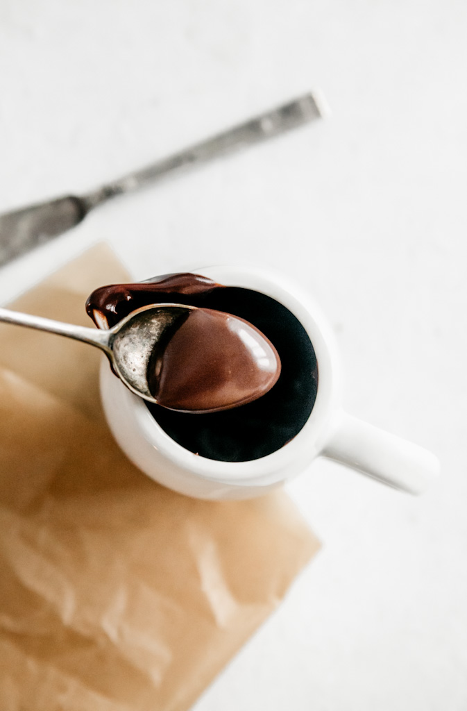 Making Chocolate Ganache Drizzle for bundt cake