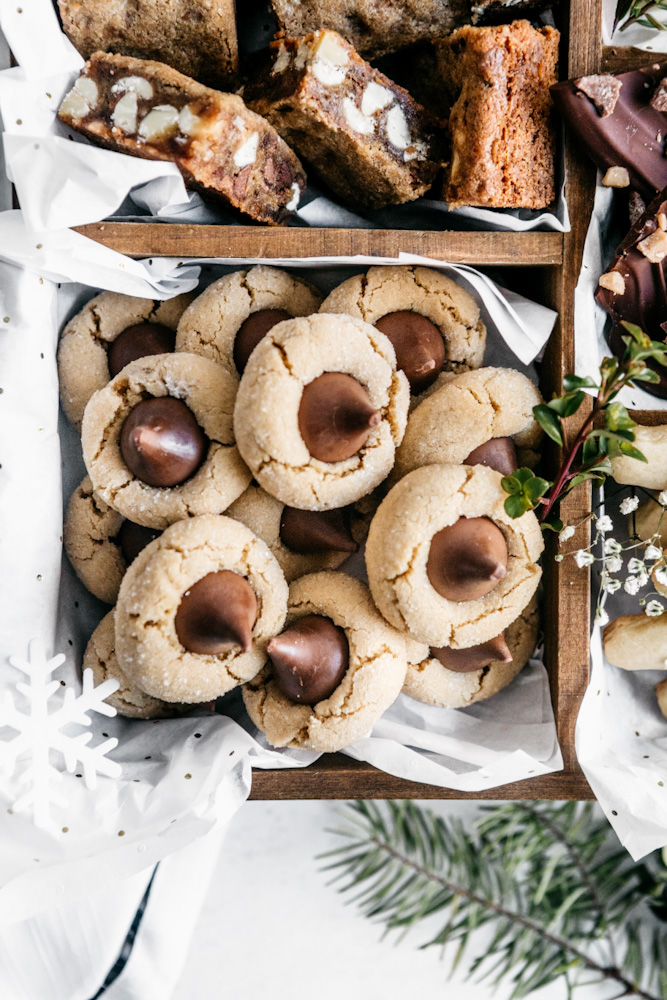 cookie box with peanut butter blossoms