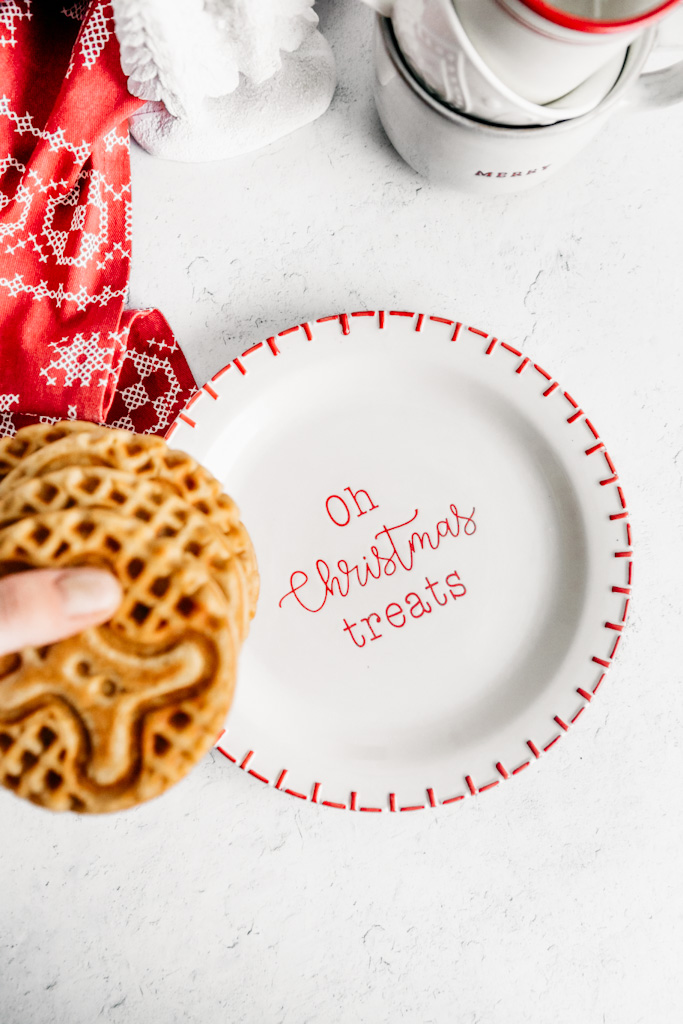 christmas plate with gingerbread waffles