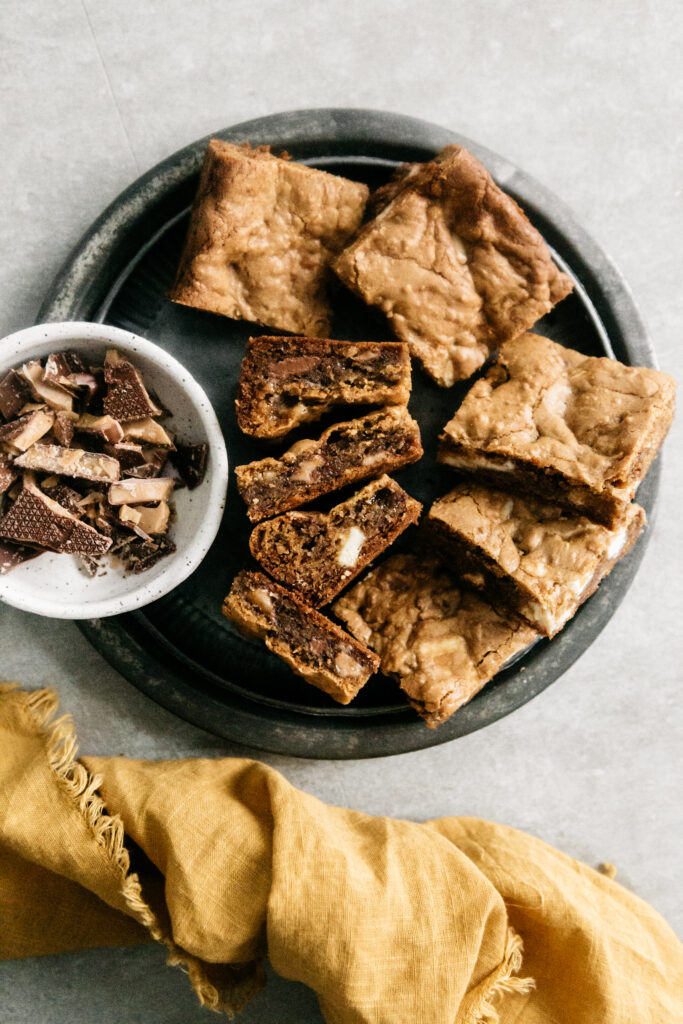 Plate of toffee cookie bars 