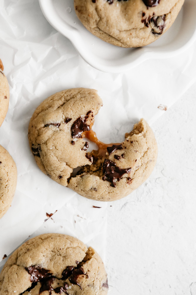 chocolate chunk cookie with caramel