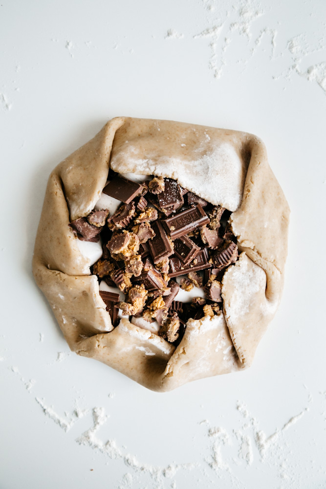 Unbaked peanut butter cup s’mores galette. 