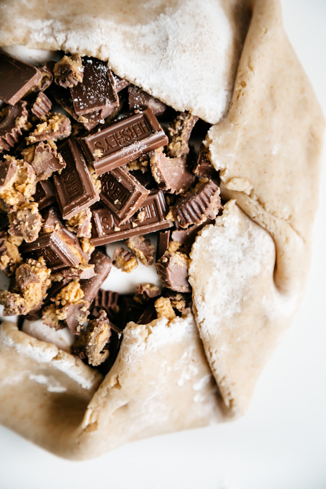 Peanut butter cup s’mores galette unbaked. 