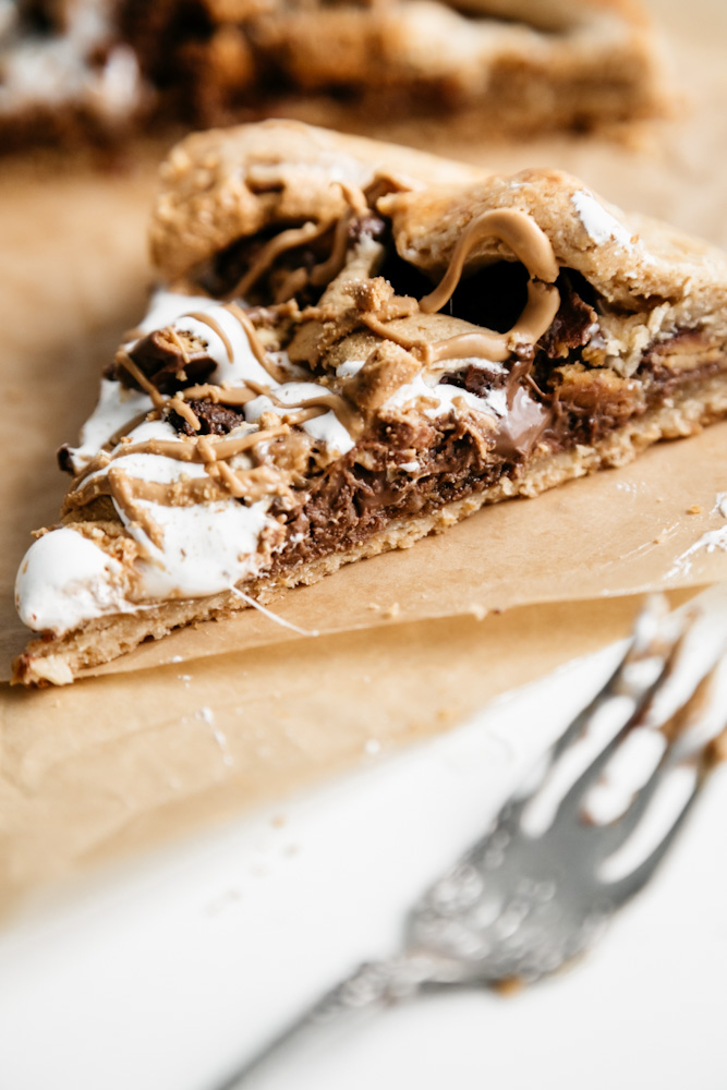 Slices of a s'mores galette. 