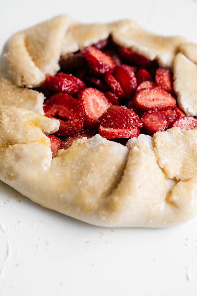 Unbaked strawberry galette. 