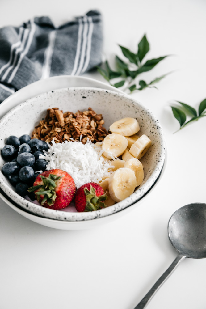 Bowl of wholesome vanilla walnut granola. 