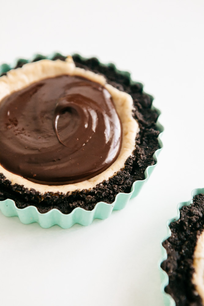 Chocolate peanut butter cheesecake tarts 