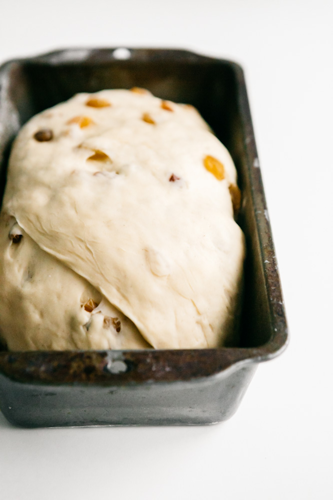 Bread in a pan ready to bake 