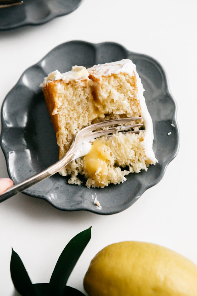 A slice of Small Lemon Cake Recipe 