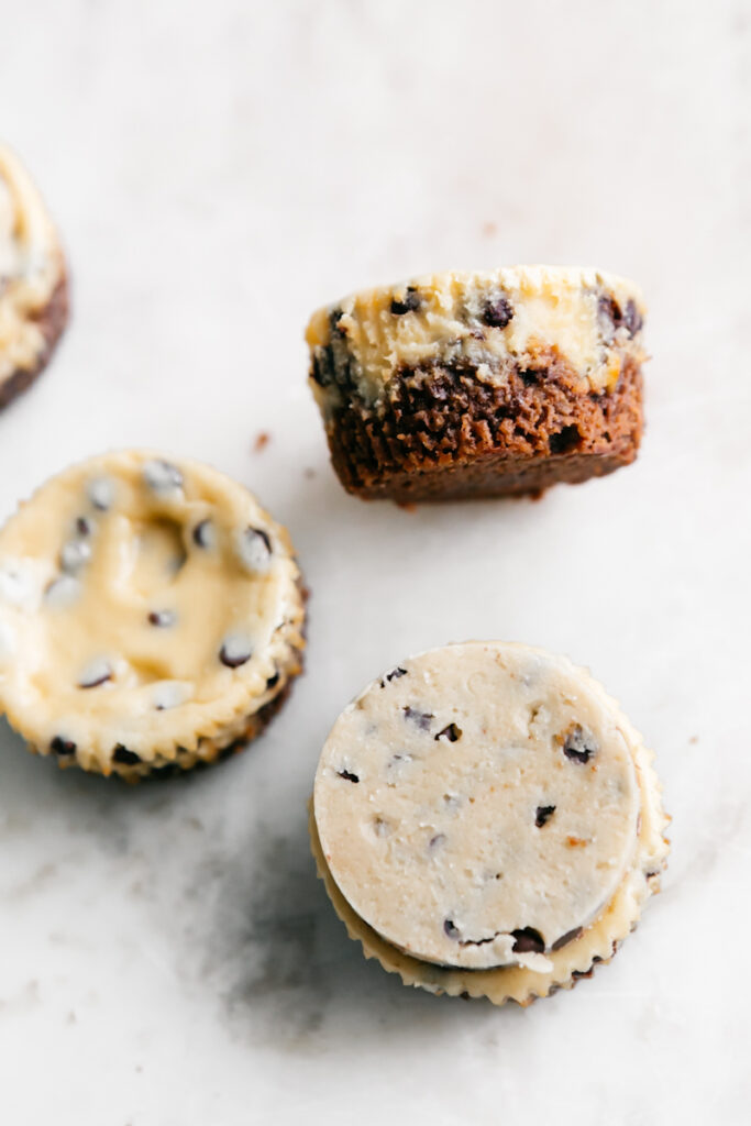 Edible cookie dough topping mini cheesecakes 