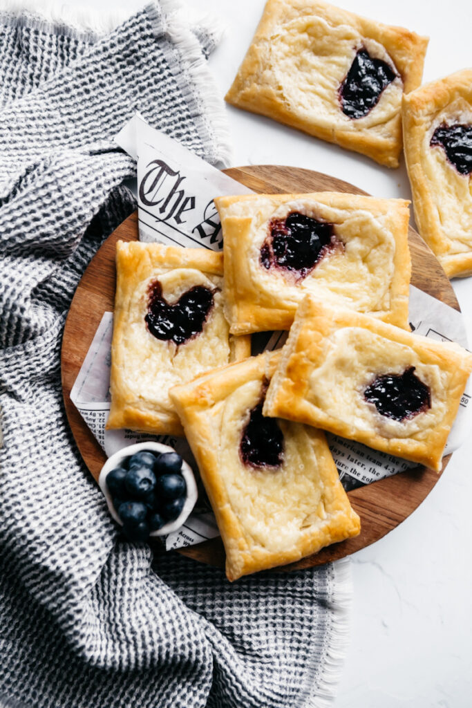 A plate of Lemon Blueberry Cheesecake Danishes