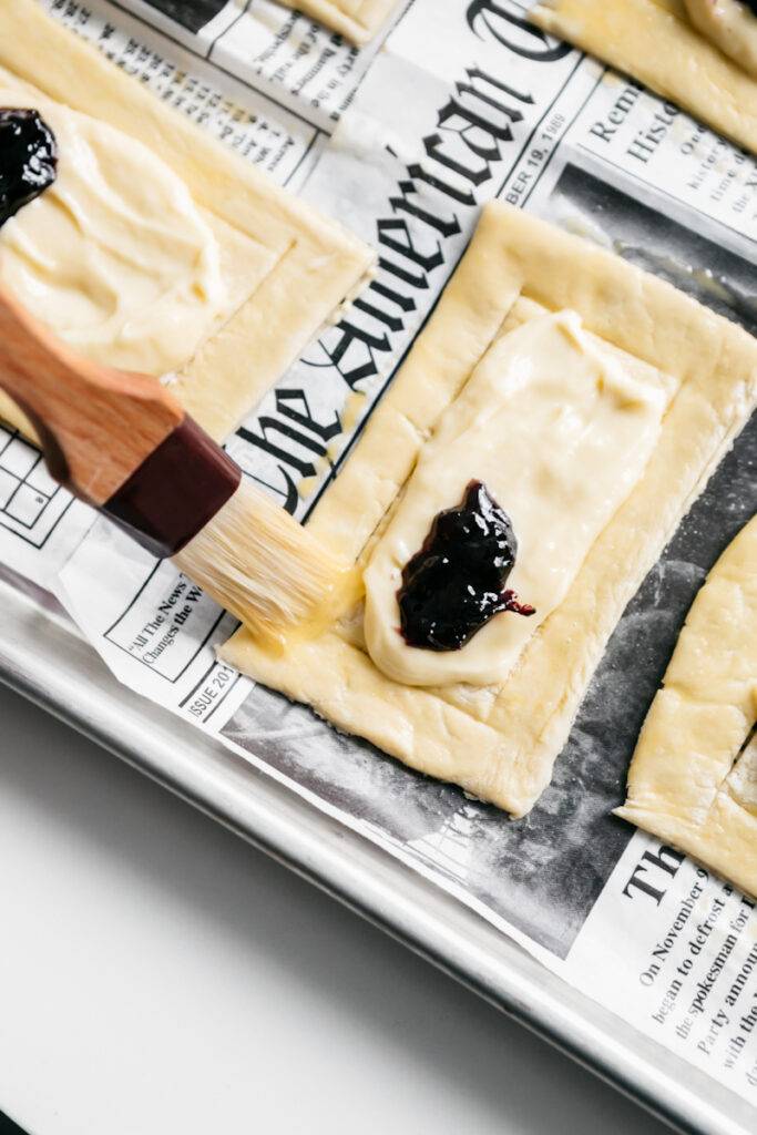 Egg wash for puff pastry, brushing it on 