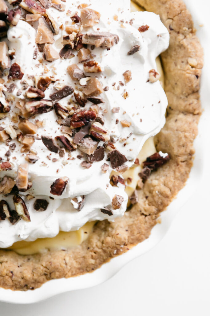 Closeup of the butter pecan pie 