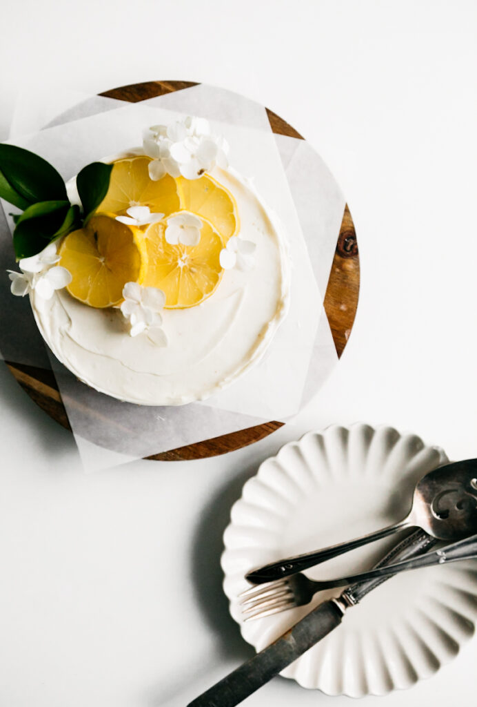 Lemon cake aerial view 