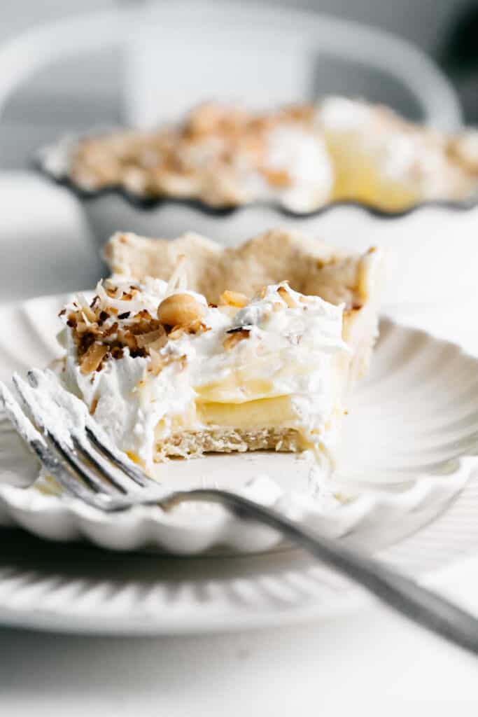 A slice of coconut cream pie 