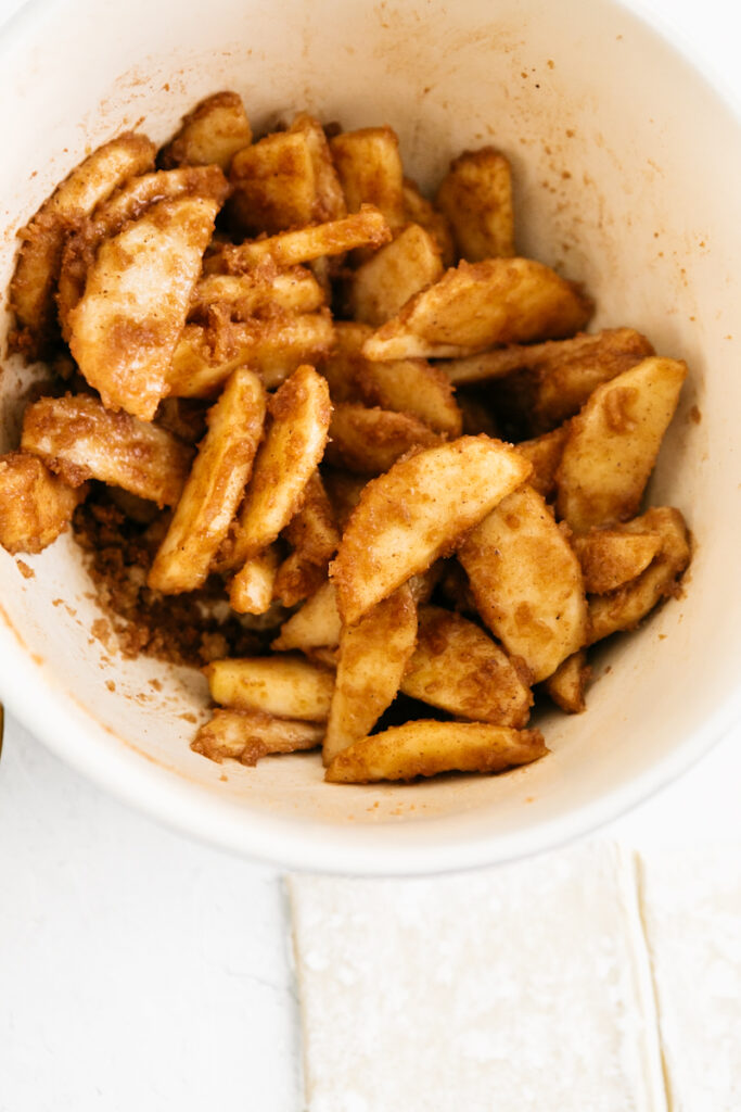 Apple slices in a bowl 