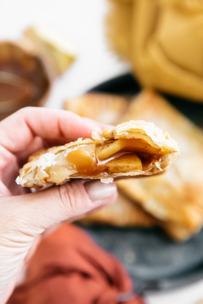 Closeup of the inside of a hand pie 