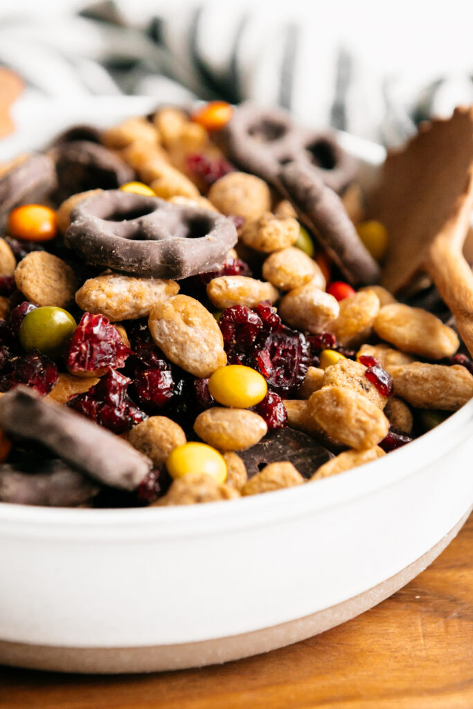 Closeup of Thanksgiving Snack Mix