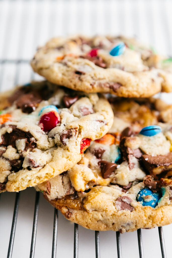 Closeup of Loaded Candy Bar Cookies