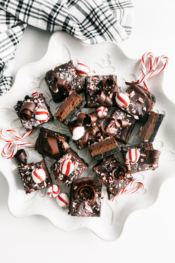 Peppermint Chocolate Cheesecake Bars - Heathers Home Bakery