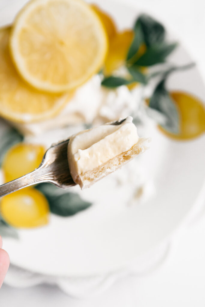 A bite of pie on a fork 