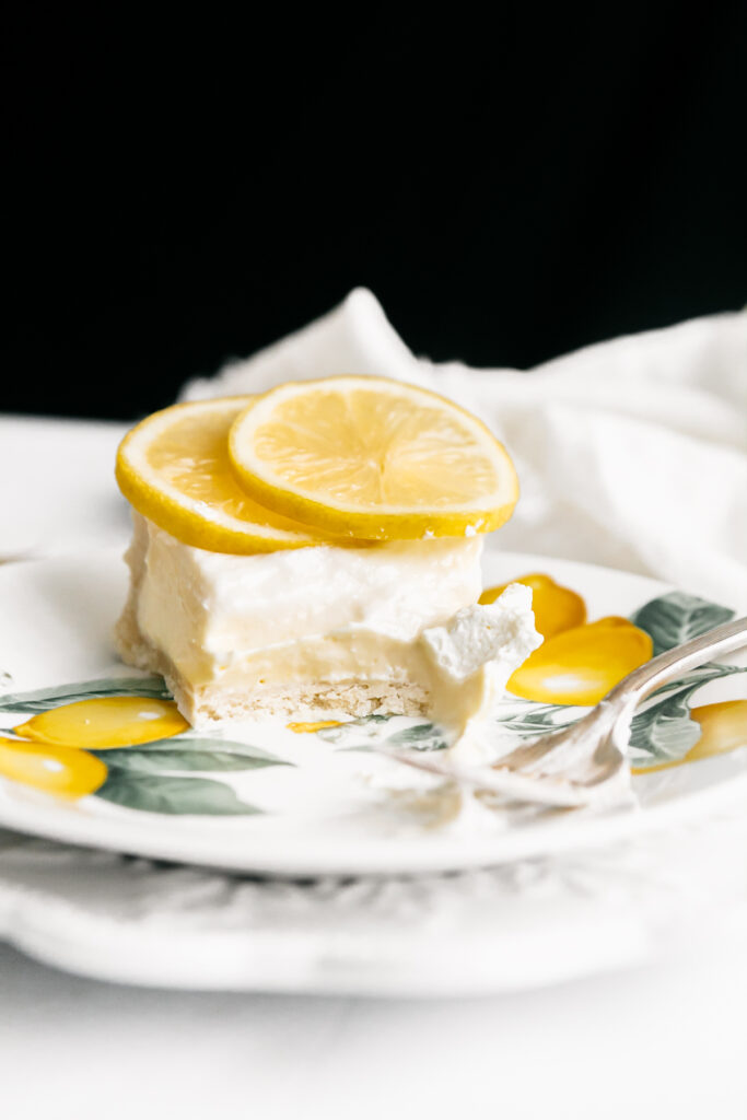 Sour Cream Lemon Pie Slice on a dish 