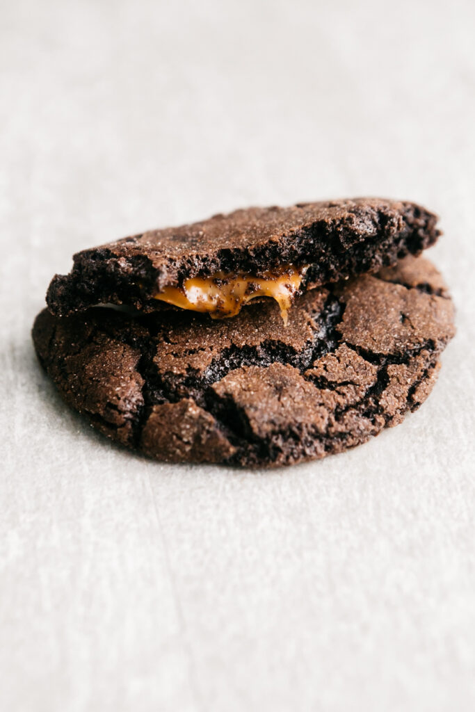 Chocolate Caramel Churro Cookies