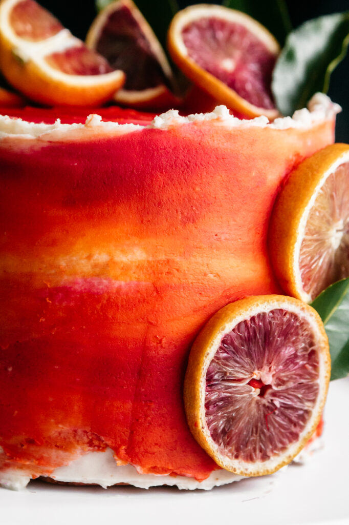 Closeup of a Blood Orange Cake