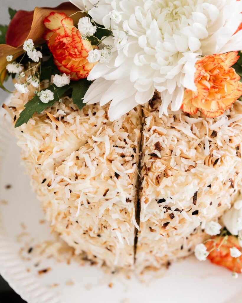 Top down coconut cake 