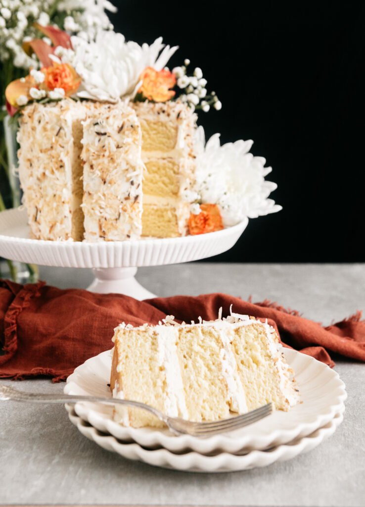 Slices of coconut cake 