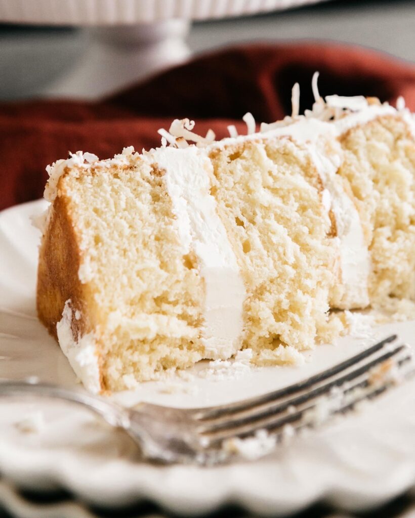 A closeup of a slice of cake 