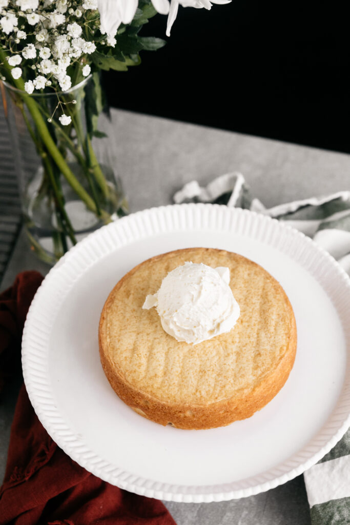 Cake and a scoop of buttercream 