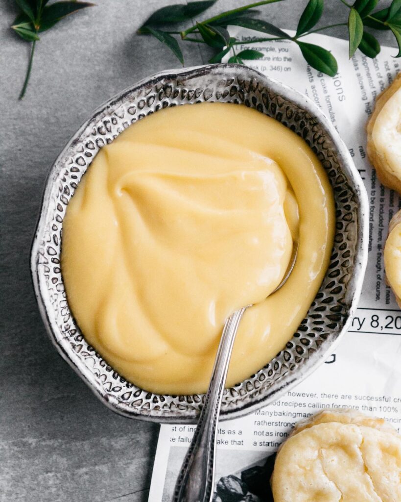 a bowl of lemon curd 