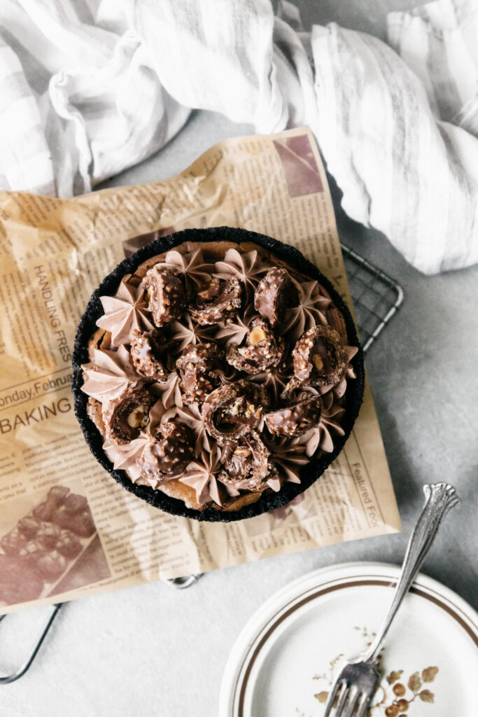 A cheesecake on parchment paper 