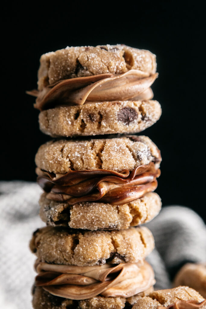 a stack of sandwich cookies 