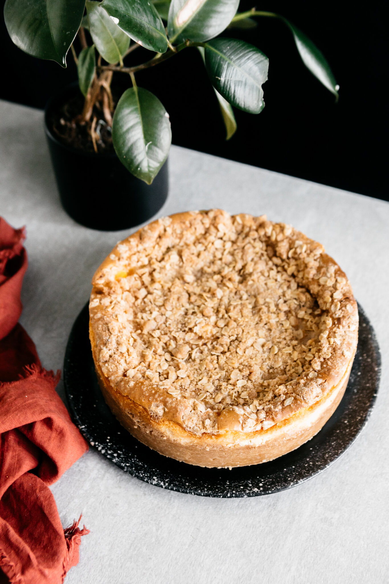 Browned Butter Peach Crisp Cheesecake - Heathers Home Bakery