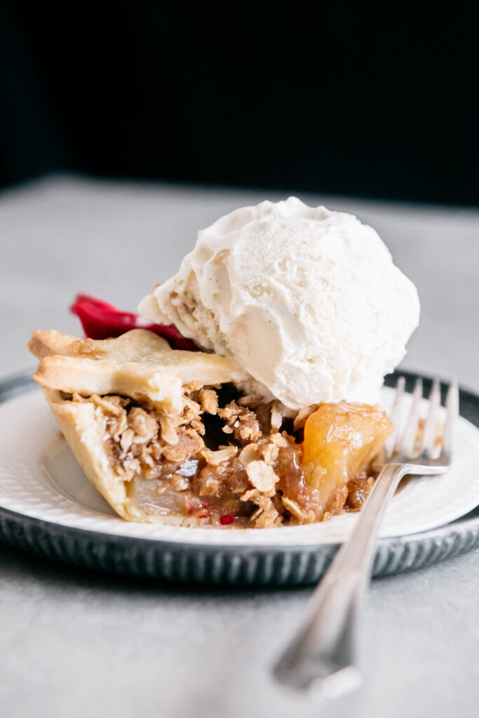 Browned Butter Apple Crisp Pie With ice cream 