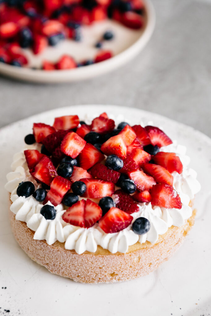 a cake with fruit 