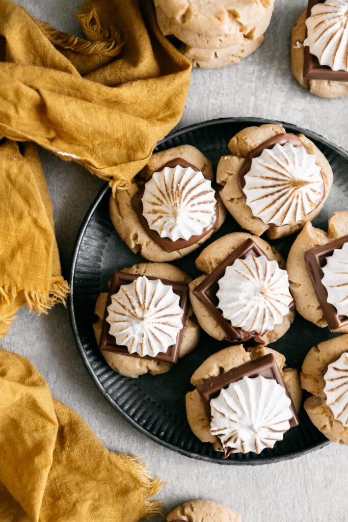 A plate of S’mores Thumbprint Cookies