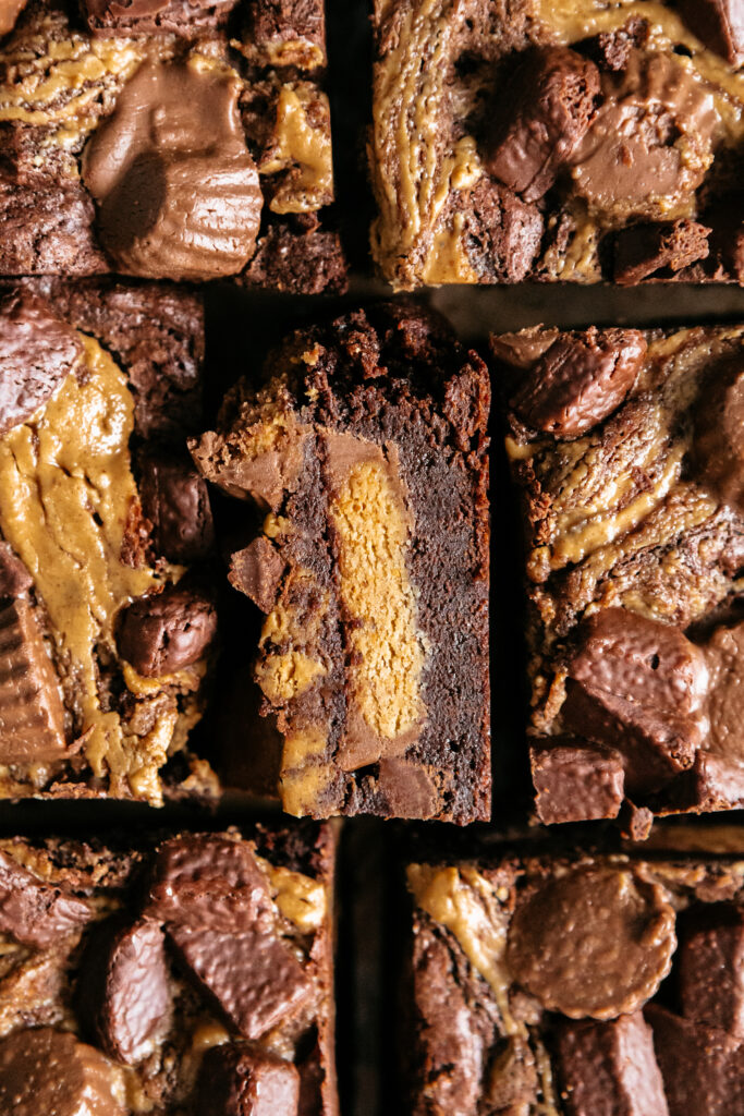 Closeup of a stuffed brownie 