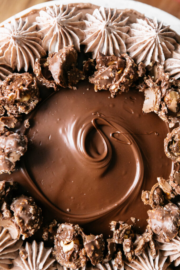 Closeup of a Nutella Cheesecake top 