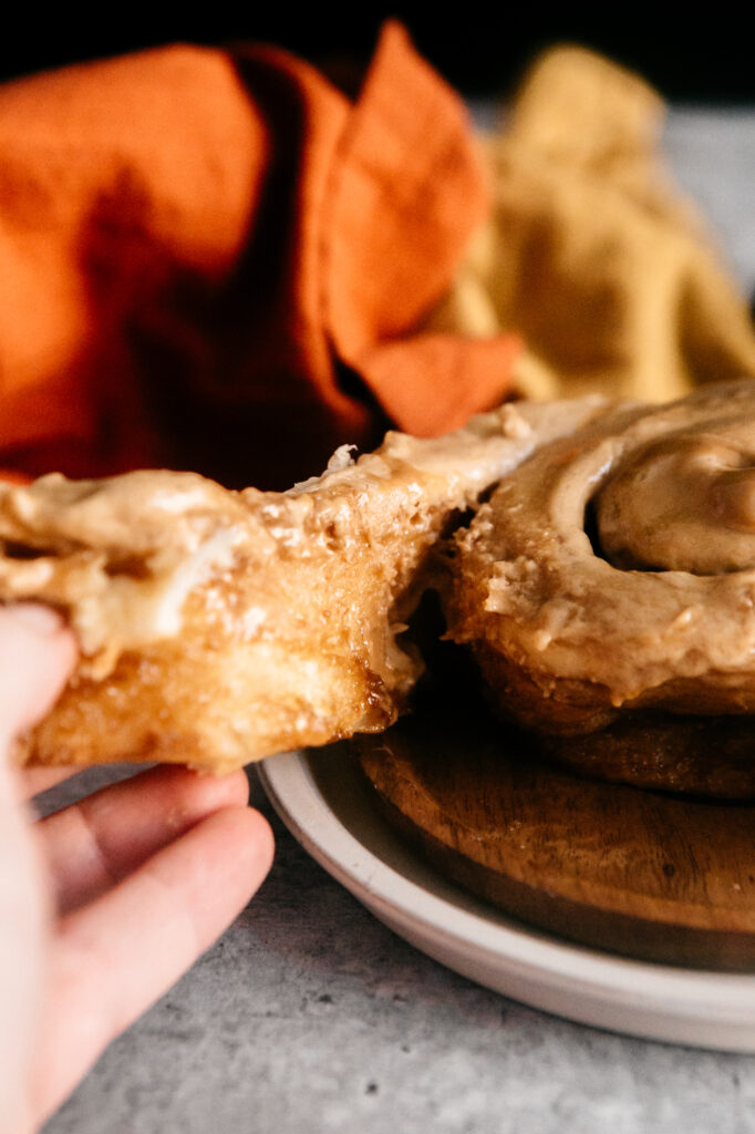 Pulling apart a Biscoff Cinnamon Rolls 