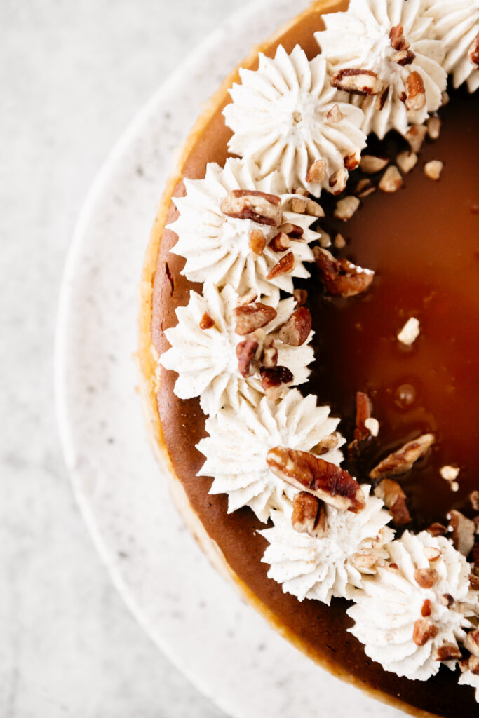 Aerial shot of a cheesecake 