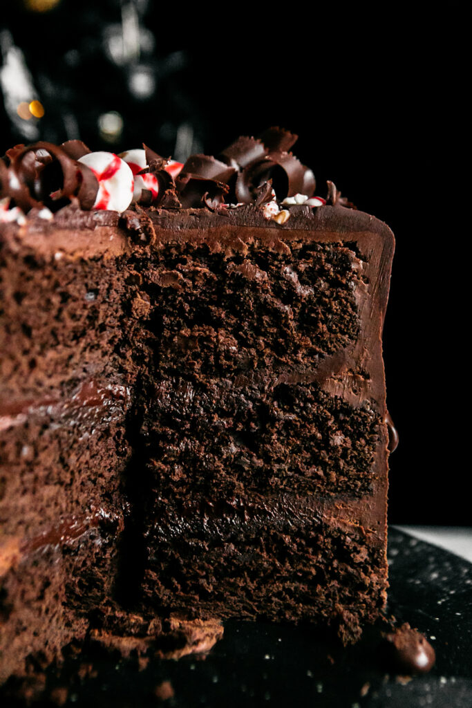 Inside of a chocolate cake 